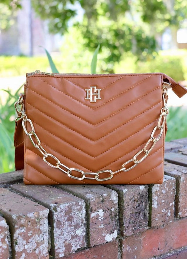 CAROLINE HILL | Camel Quilted Ariana Crossbody