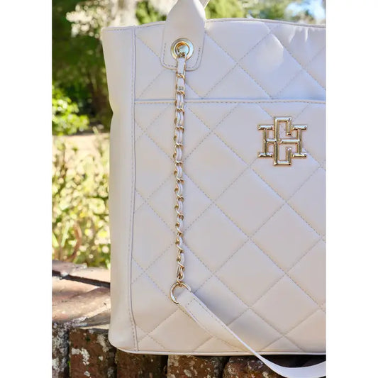 CAROLINE HILL | Cream Quilted Kenzley Tote