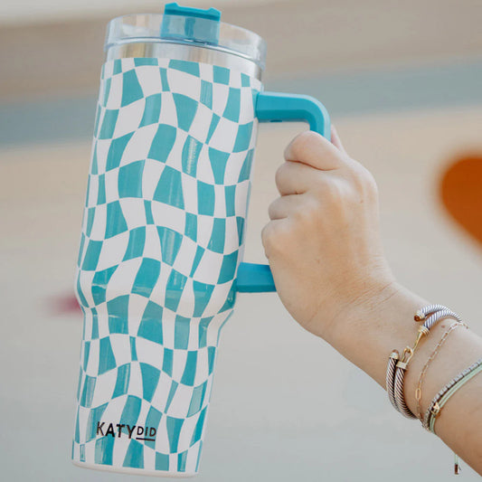 Aqua Checkered 40oz Tumbler