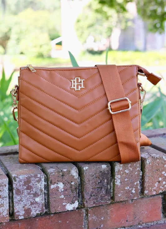 CAROLINE HILL | Camel Quilted Ariana Crossbody