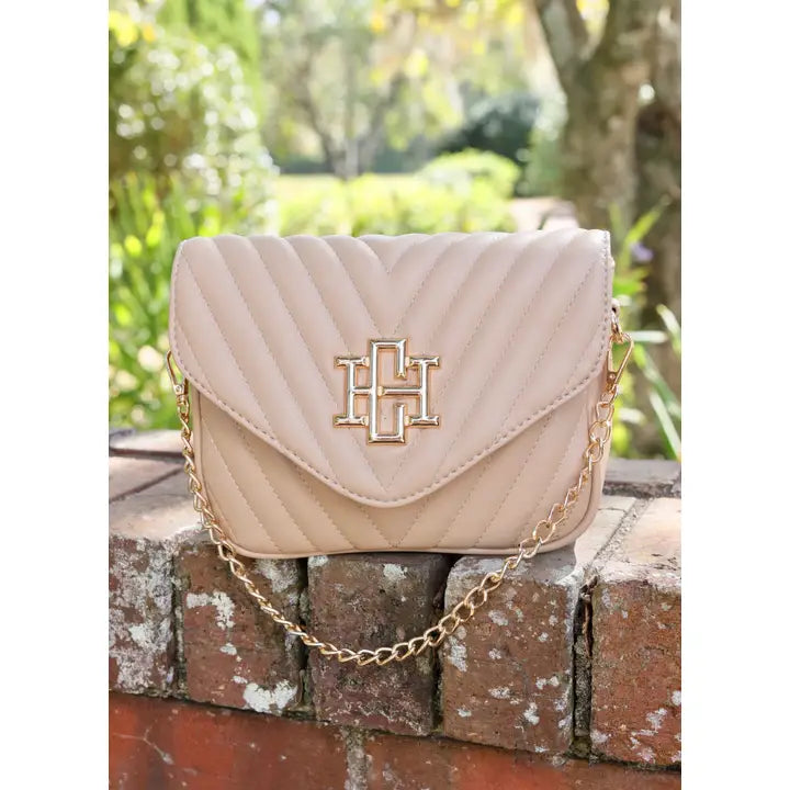 CAROLINE HILL | Tan V Quilted Angela Crossbody