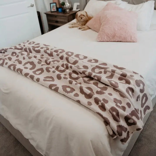 Lilac Gray Leopard Oversized Blanket
