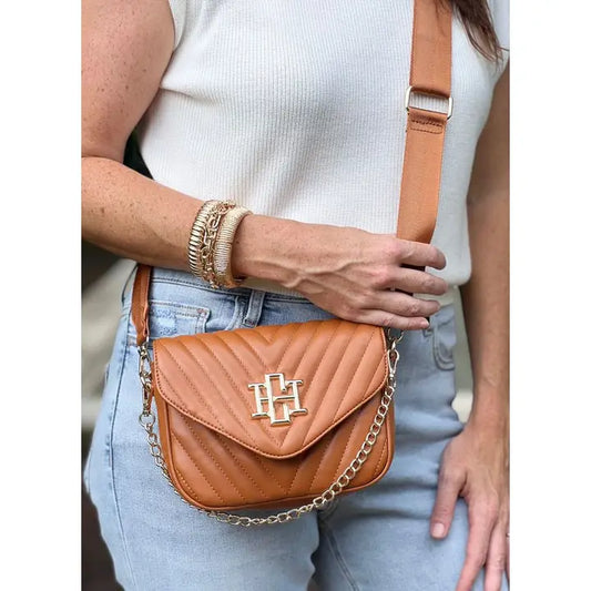 CAROLINE HILL | Camel Quilted Angela Crossbody