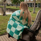 Teal Checkered Throw Blanket