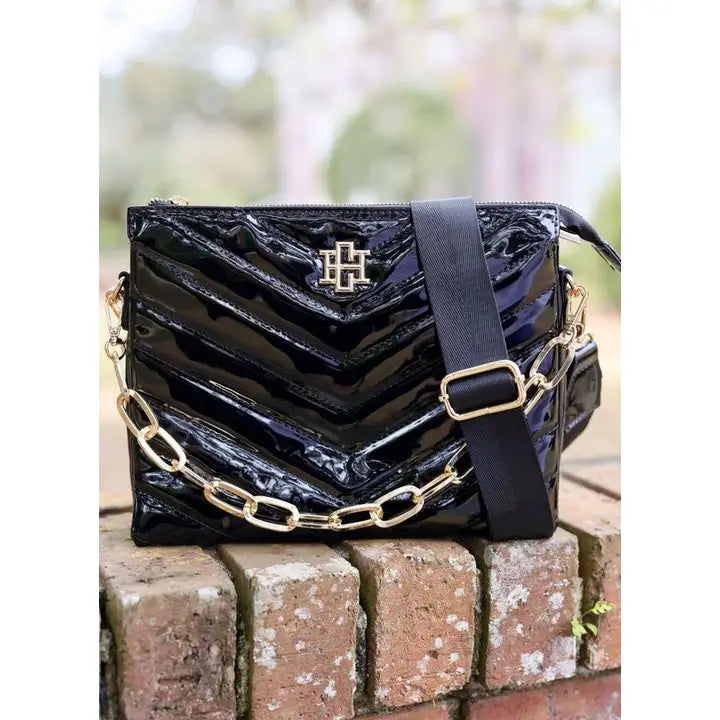 CAROLINE HILL | Black Patent Ariana Crossbody