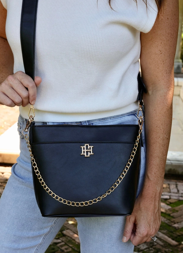 CAROLINE HILL | Black Brielle Bucket Bag