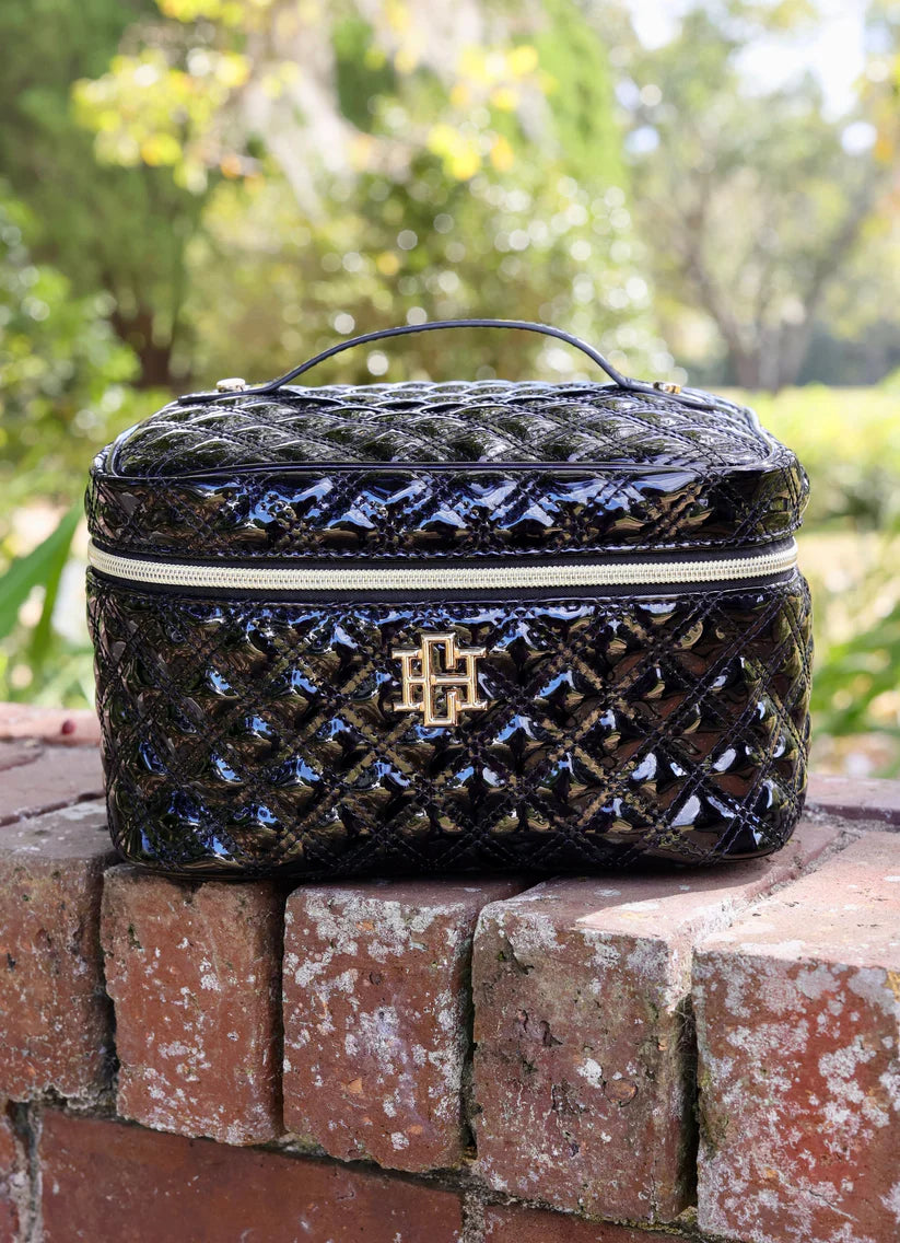 CAROLINE HILL | Black Patent Hampton Train Case