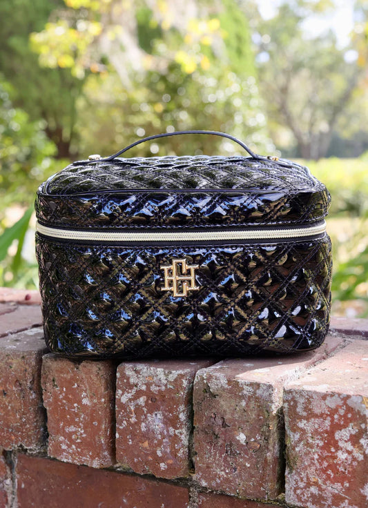 CAROLINE HILL | Black Patent Hampton Train Case