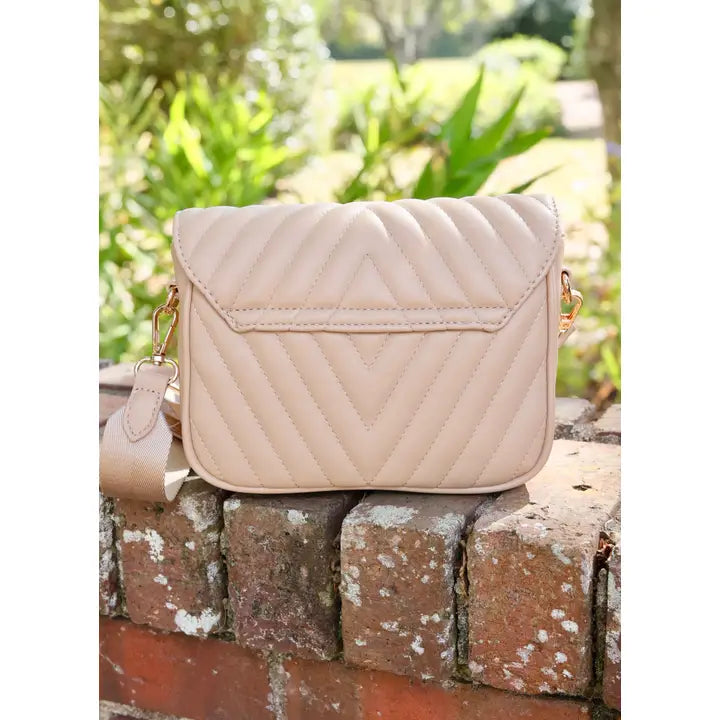 CAROLINE HILL | Tan V Quilted Angela Crossbody