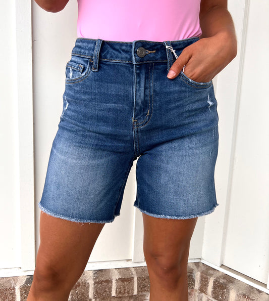 Cheerful Mid Rise Midi Shorts