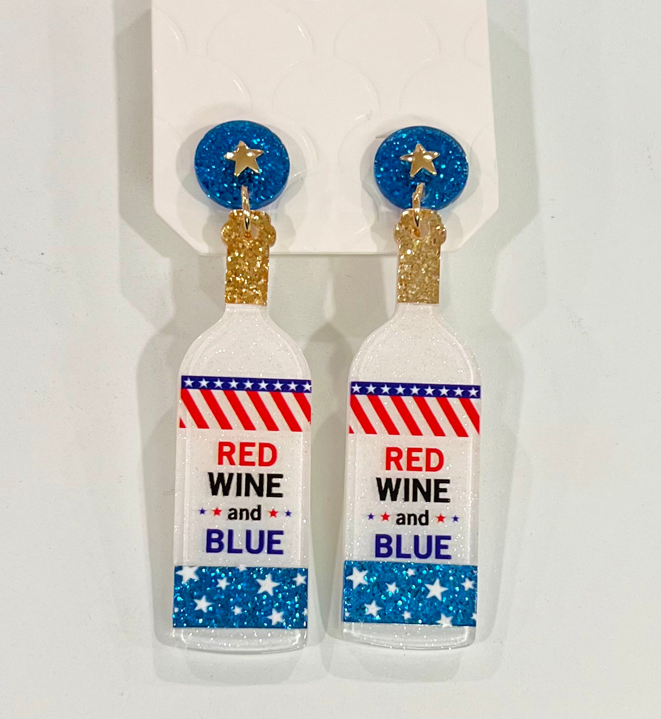 Red, Wine, & Blue Earrings