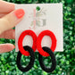 Oval Linked Red/Black Earrings