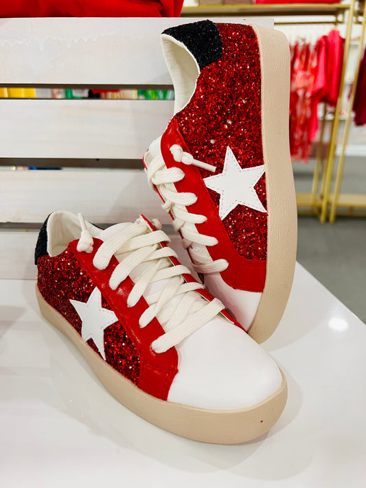 **RESTOCK** Kirby Red/Black Sparkle Sneaker