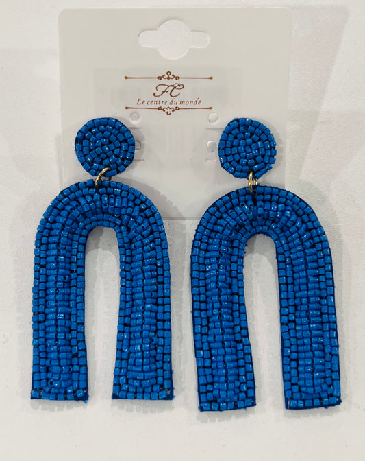 Beaded Arch Earrings in Blue