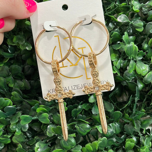 Long Cross Dangle Earrings