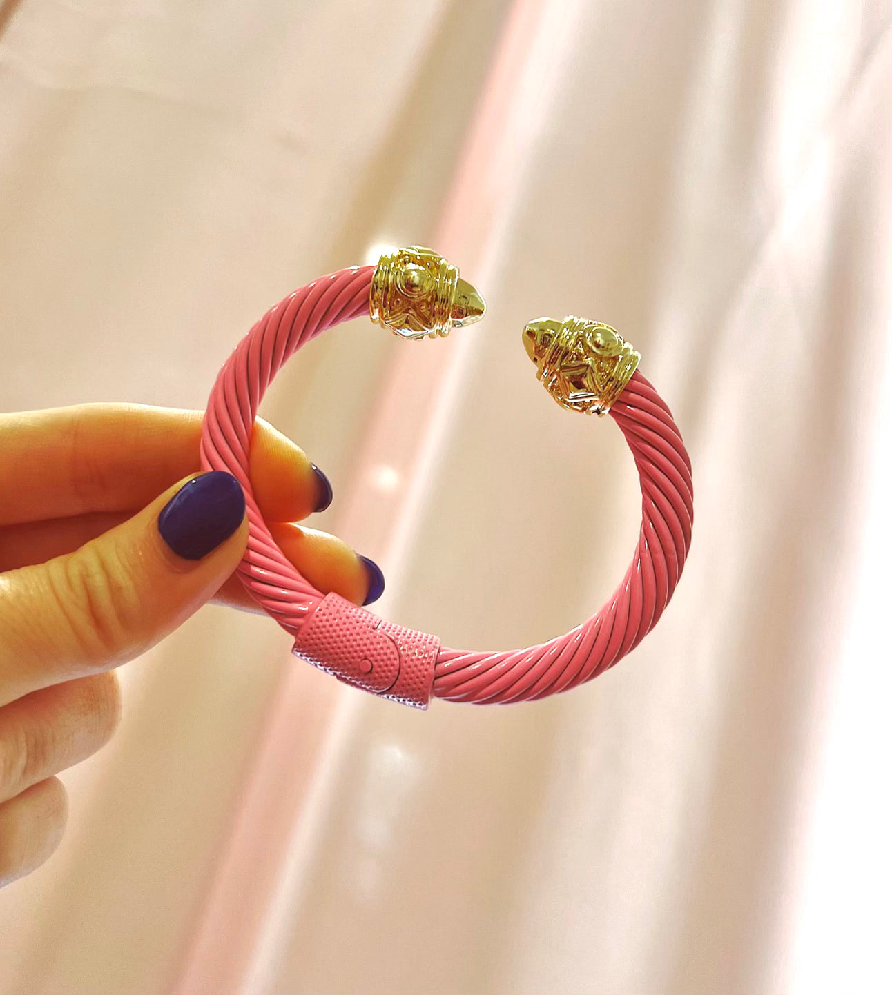 Gold Tip Pink Cable Cuff