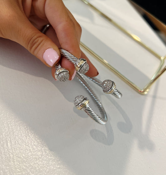 Silver Cable Cuff w/ Gold Accent